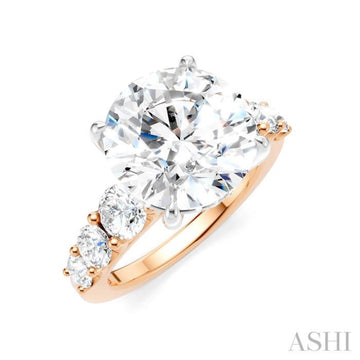 1 1/4 Ctw Round Shape Round Cut Diamond Semi-Mount Engagement Ring in 14K Rose and White Gold